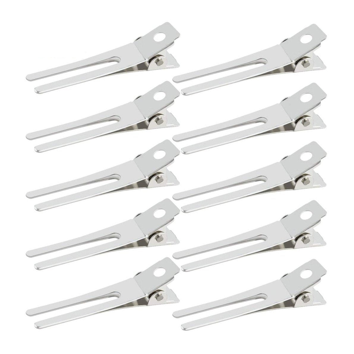 50pcs Hairdressing Double Prong Curl Clips, Wobe 1.8" Setting Section Hair Clips Metal Alligator Hairpins for Bow Great Pin Clip, Styling Salon