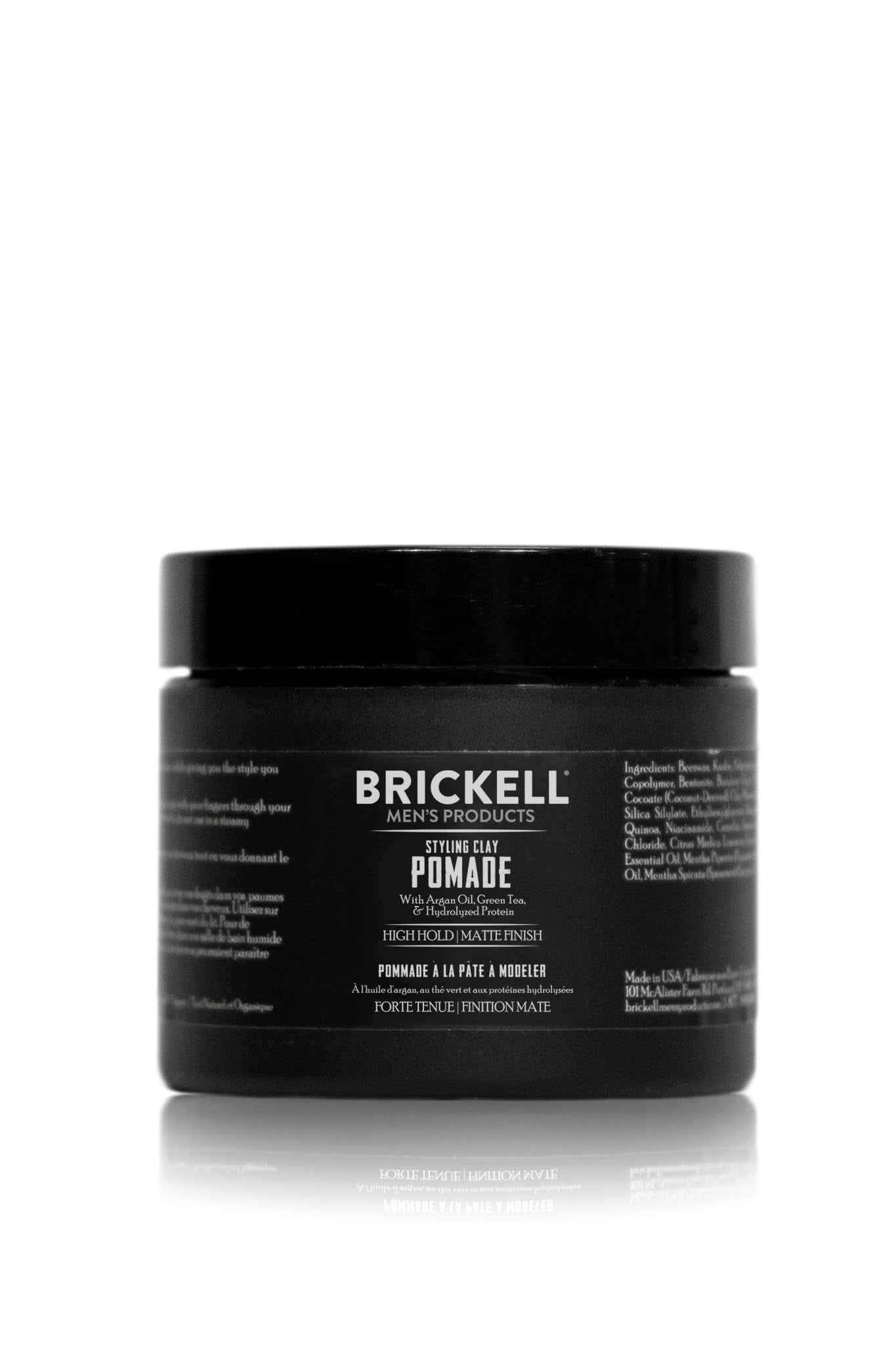 Brickell Men's Products Hair Styling Clay Pomade For Men, Natural & Organic with Strong Hold & Matte Finish, Product for Modern Hairstyles, 2 Ounces