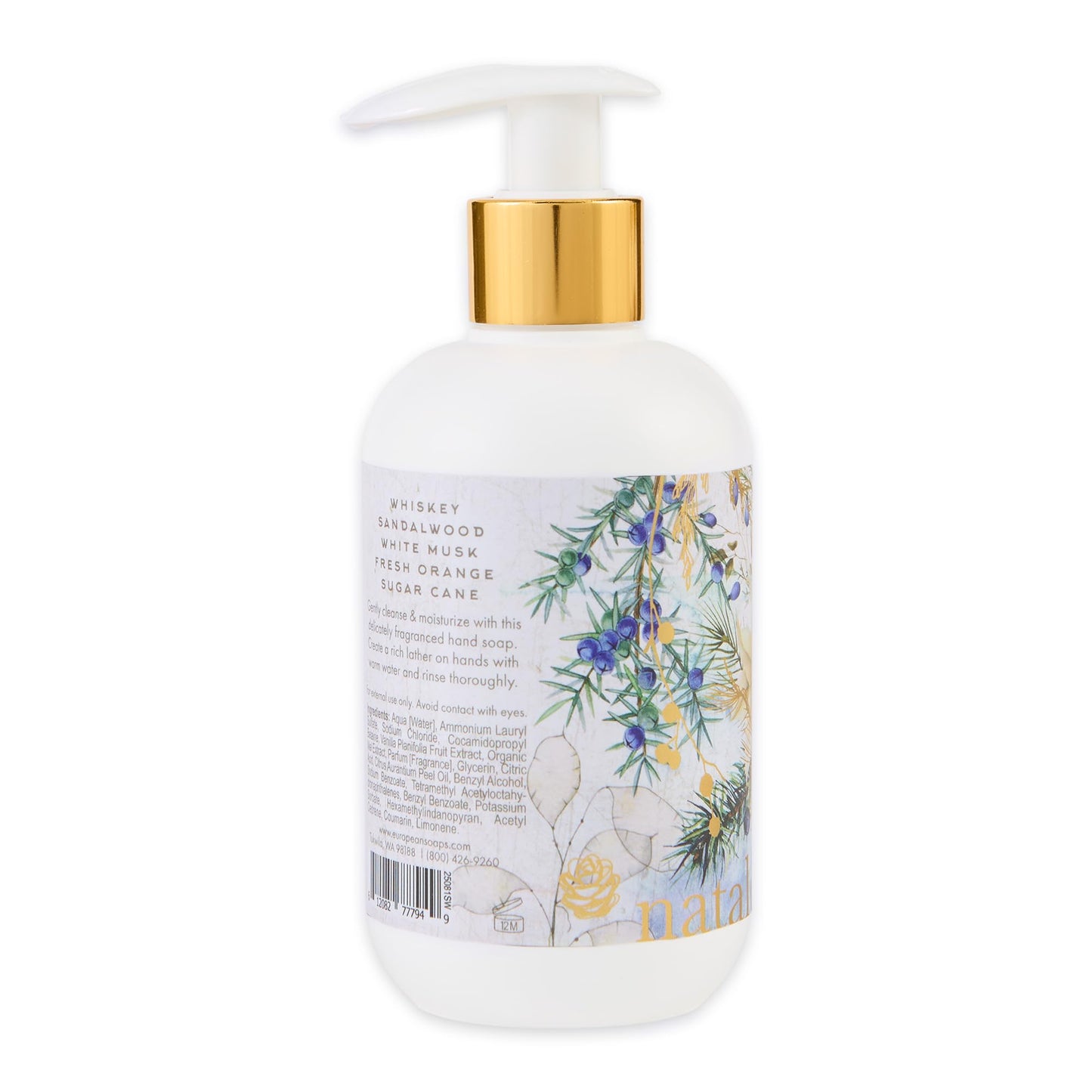 Via Mercato Natale 8.4 Fl Oz Italian Liquid Hand Soap, Subtle Fragrance, Spiced Whiskey