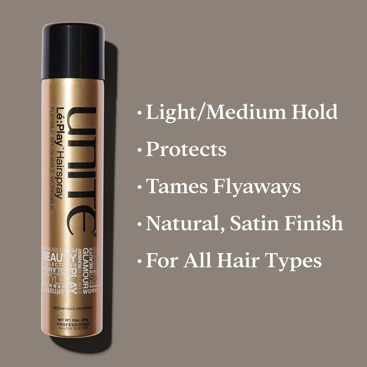UNITE Hair - Lé:Play Hairspray - Flexible-Hold Hairspray That Provides Light to Medium Hold with a Satin Finish - Ideal for All Hair Types, 10 oz
