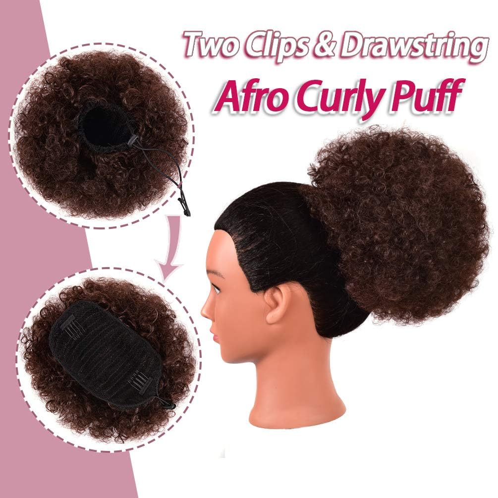 rosmile Afro Puff Drawstring Ponytail Extension for Black Women, Premium Deep Brown #33 80 Gram Short Synthetic Afro Puff Ponytail for Natural Hair Beauty and Personal Care rosmile