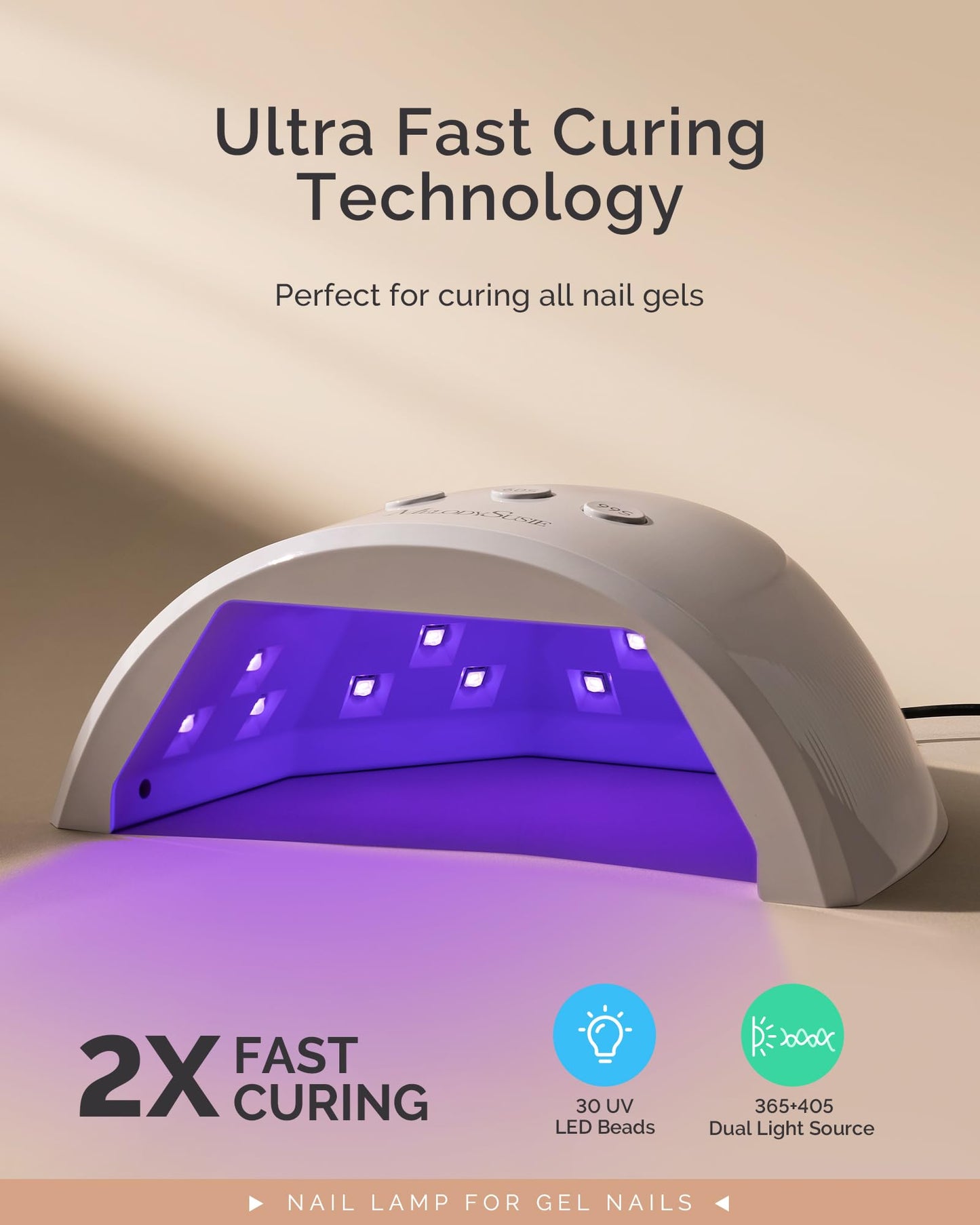 MelodySusie Compact Advanced UV LED Nail Lamp, P-Plus30F Nail Dryer with 3 Timers & Smart Sensor Cures All Gels, Especially Rhinestone Glue, Solid Beauty and Personal Care MelodySusie