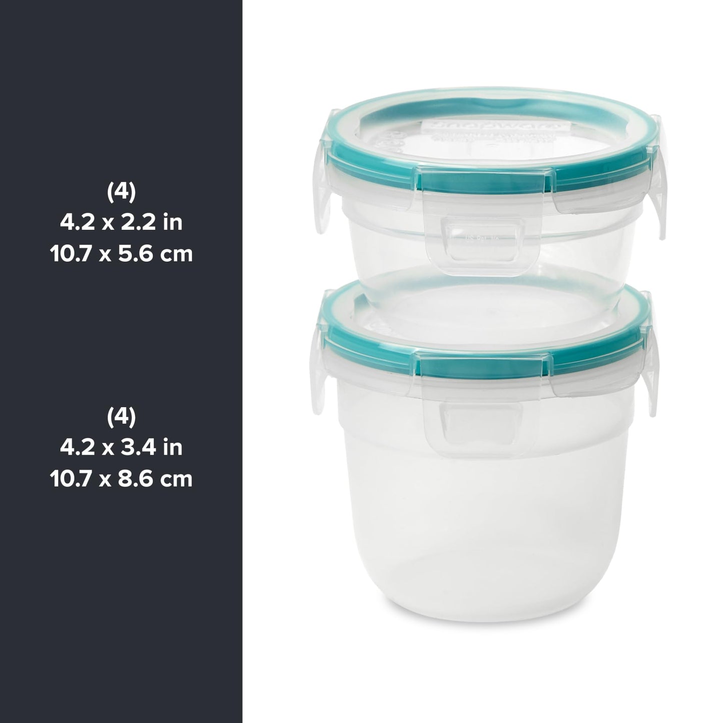 Snapware Total Solution 16-Pc Plastic Food Storage Containers Set,(4) 2-Cup & (4) 1.2-Cup Round Meal Prep Container, BPA-Free Lids with 4 Locking…