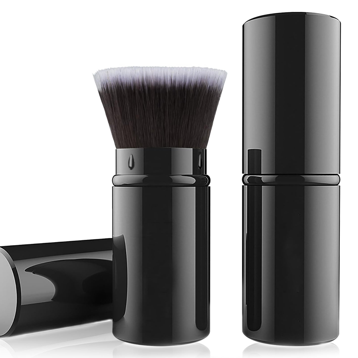 Falliny Makeup Brushes, Retractable Travel Kabuki Powder Foundation Brush, Portable Face Liquid Foundation Sunscreen Brush with Cover for Blending