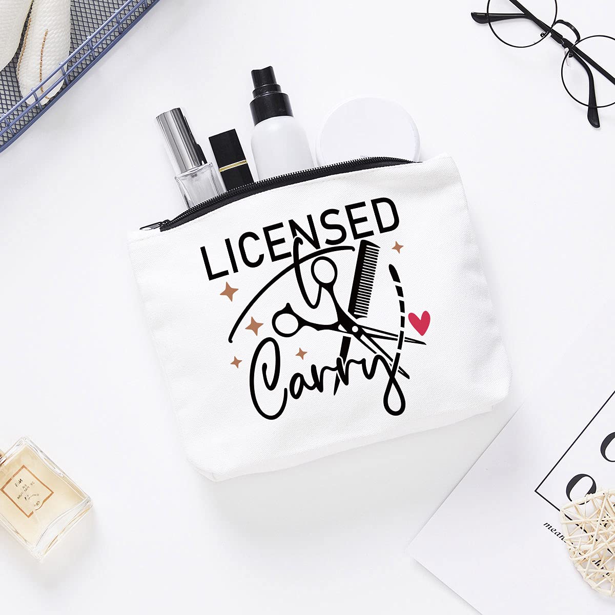Hair Stylist Supplies Hairstylist Gift Ideas Hairdresser Gift Hairdresser & Stylist Makeup Bag- She Works Willingly With Her Hands - Gifts for Hairstylist, Salon Owner, Esthetician, Barber or Friend