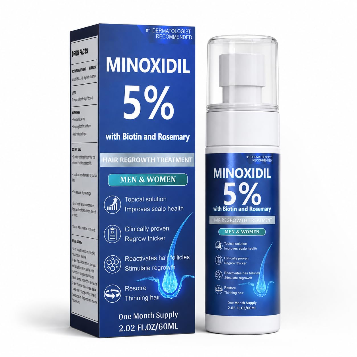 Minoxidil for Men and Women, Hair Growth Serum with Biotin, Rosemary and Batana for Hair Beard Regrowth Treatments Extra Strength Hair Loss Solution Beauty and Personal Care Rylx