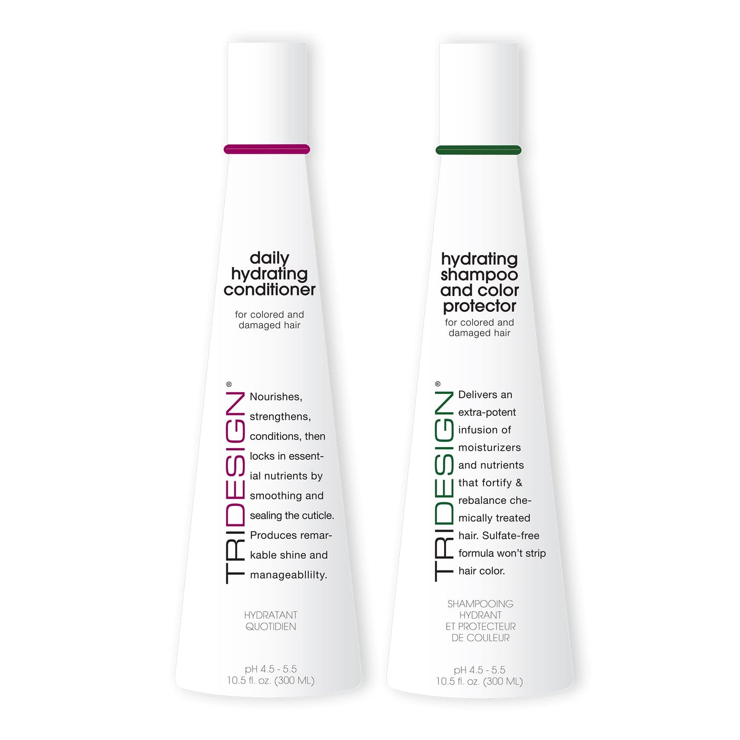 TRI Design Hydrating Shampoo & Conditioner Set - Sulfate Free Shampoo & Conditioner for Dry & Damaged Hair - Protect, Repair, and Moisturize Curly