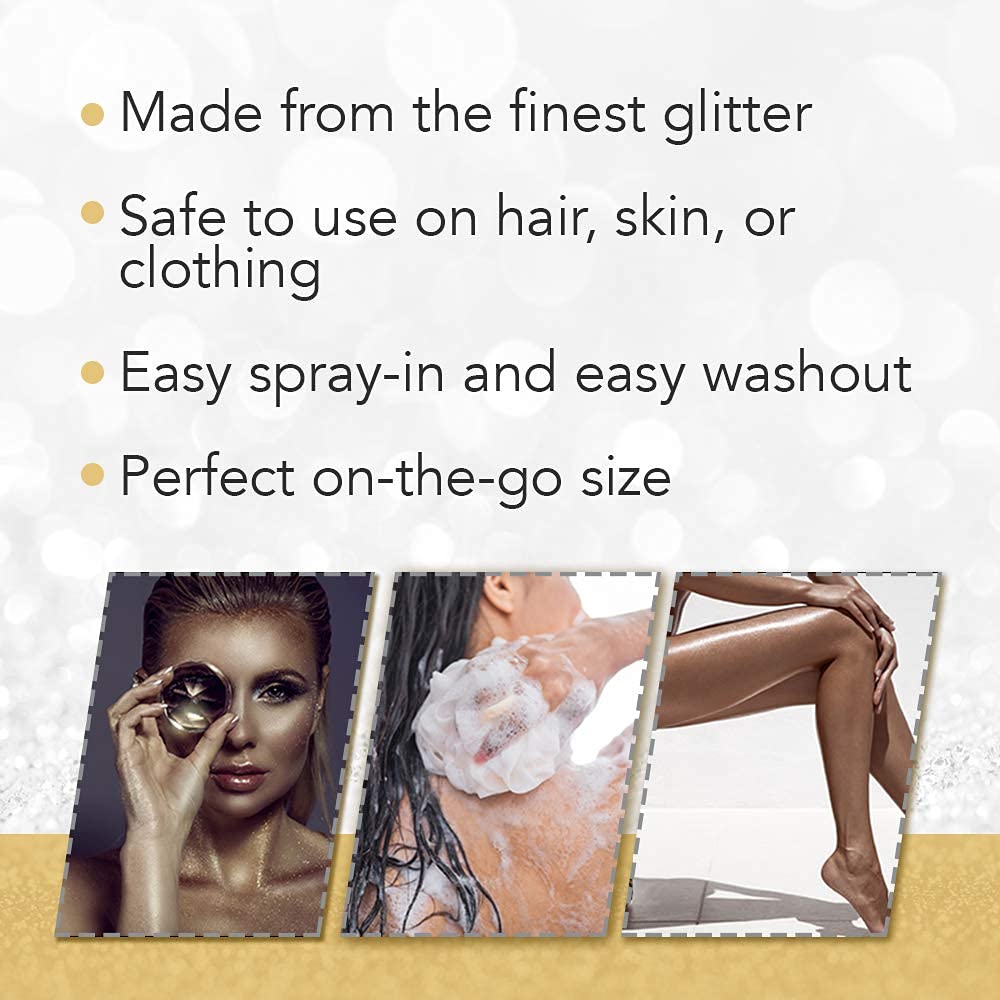 Punky Temporary Hair and Body Glitter Spray, Gold/Silver - Glitters Hairspray, Adds Shimmery Glow, Hair Glitter for Kids, Women, Men 3.5 oz