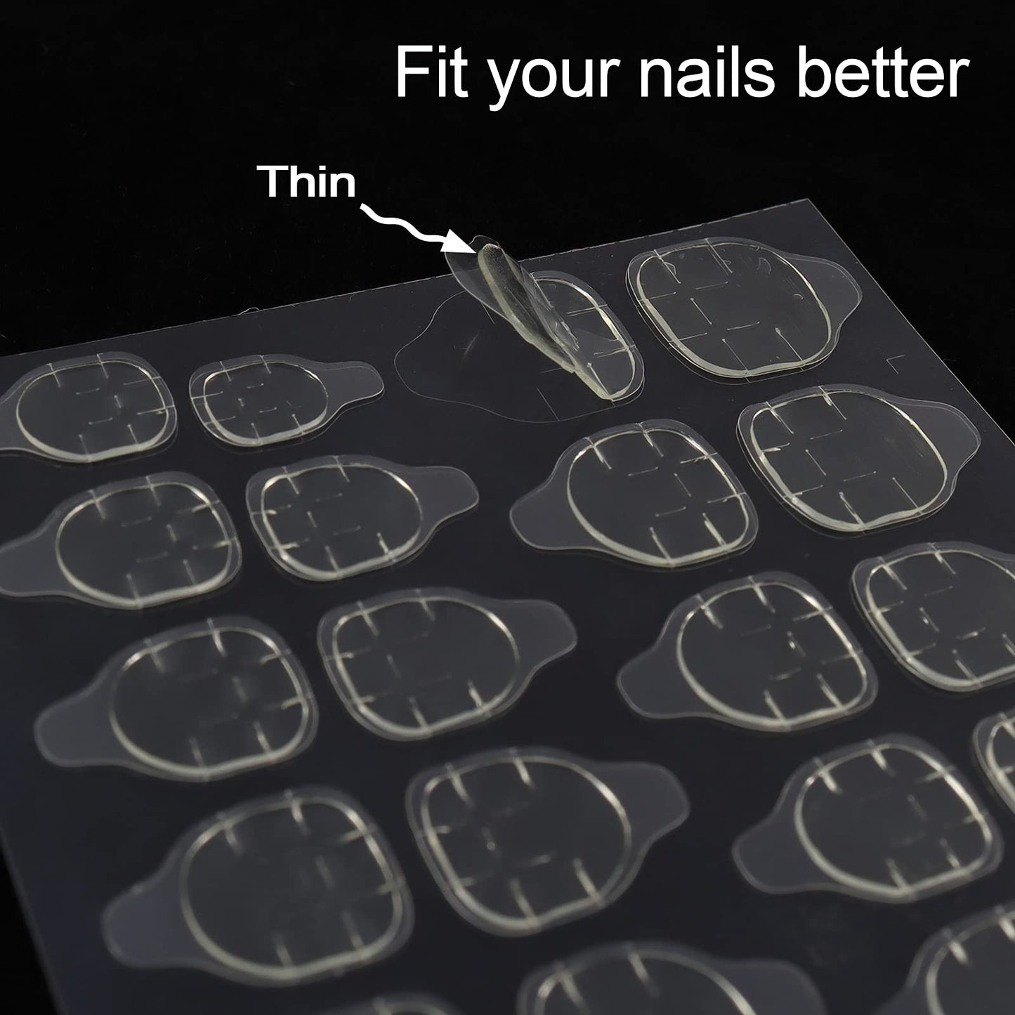 Laza 240 Pcs Thin Breathable Adhesive Tabs Fake Nail Glue Sticker 10 Sheets Super Sticky Double Sided Tips (Germany Jelly Gel) Flexible for Acrylic