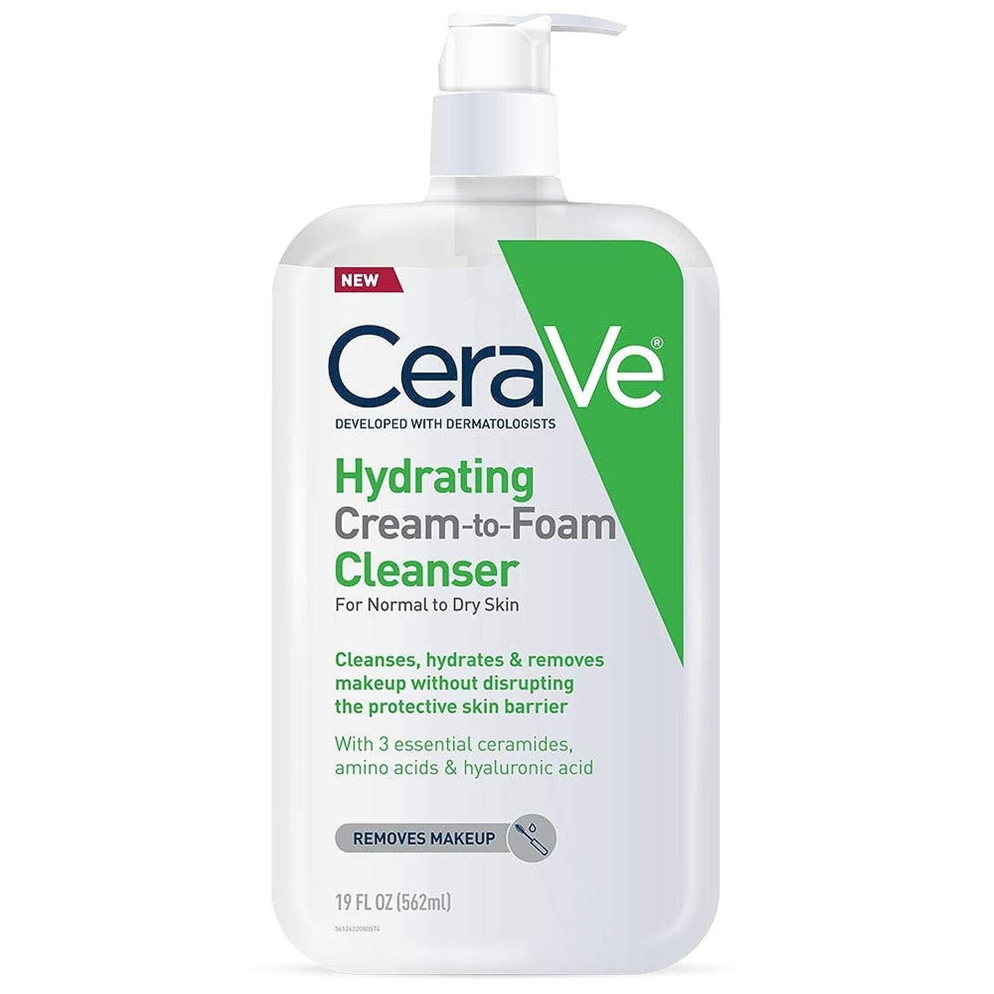 CeraVe Hydrating Cream To Foam Cleanser, Makeup Remover Face Wash For Dry Skin, Foaming Facial Cleanser With Hyaluronic Acid, Normal To Dry Skin Beauty and Personal Care CeraVe Default Title