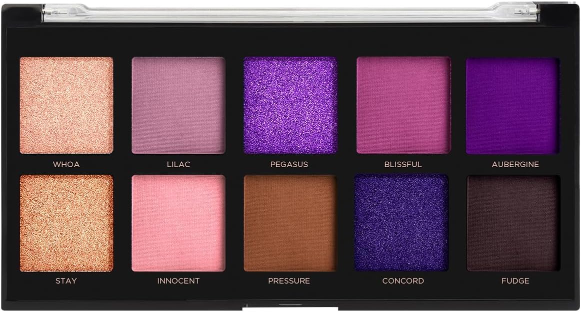 Profusion Cosmetics Violets 10 Shade Eyeshadow Palette - Highly Pigmented, Multi-Finish Formula, Blendable and Long-Wearing Shadows for Stunning Eye…