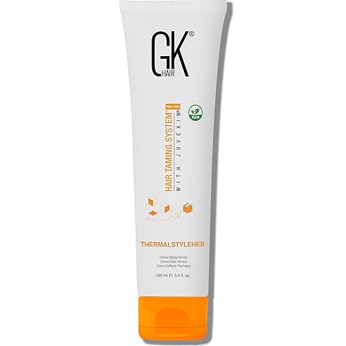 Global Keratin GKhair ThermalStyleHer - 100ml/3.4oz Heat Styling Protection Anti Frizz Hair Cream Thermal Flat Ironing Style Protector for Men & Women