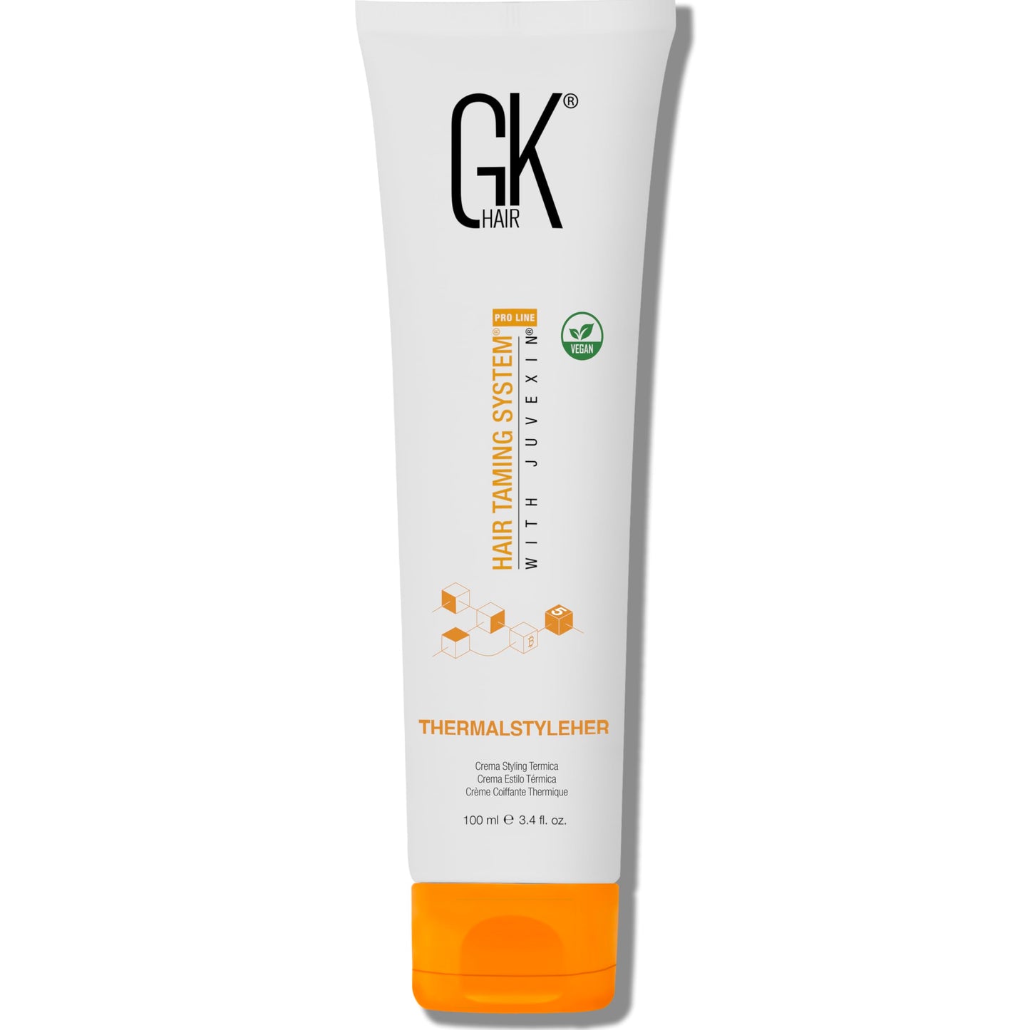 Global Keratin GKhair ThermalStyleHer - 100ml/3.4oz Heat Styling Protection Anti Frizz Hair Cream Thermal Flat Ironing Style Protector for Men & Women