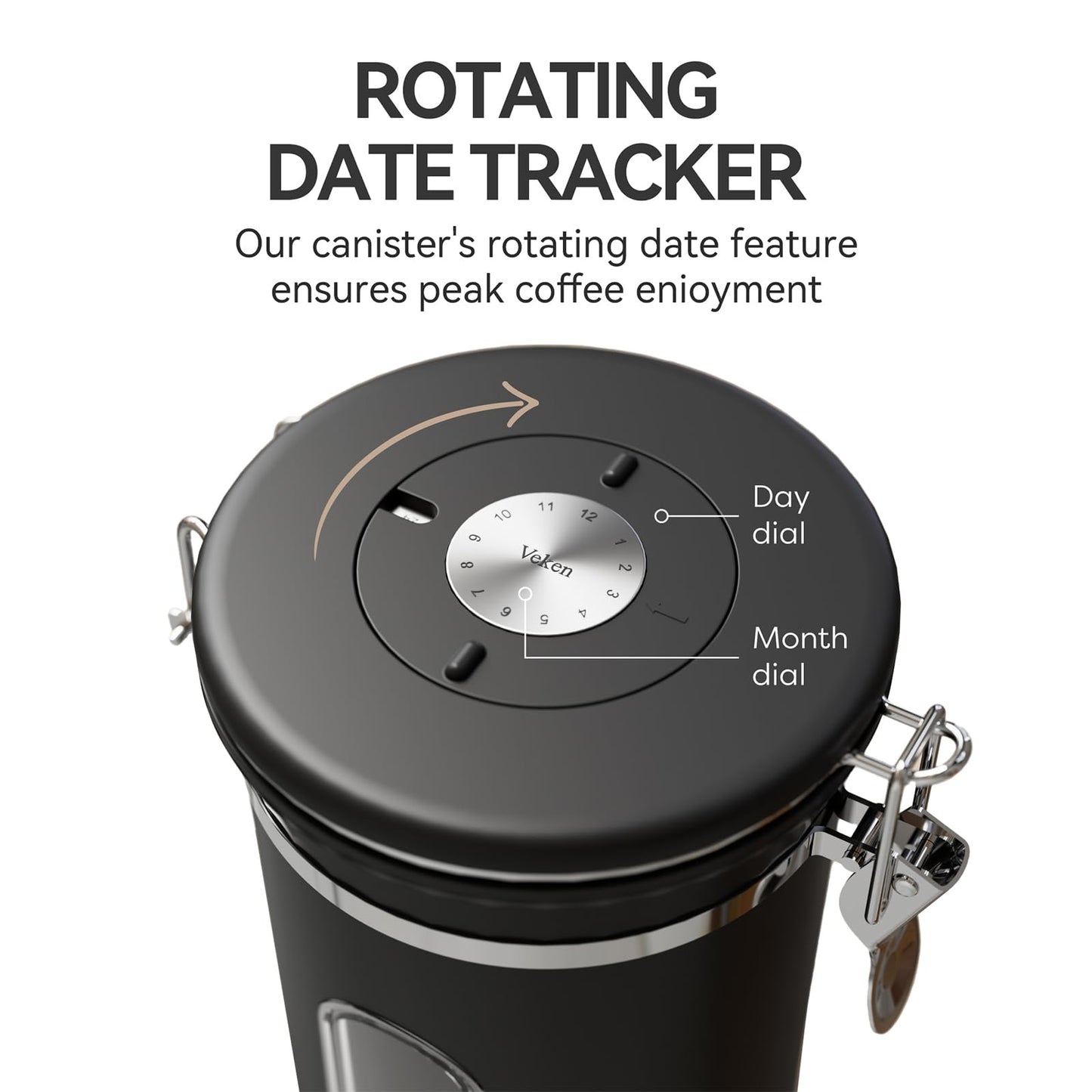 Veken Coffee Canister with Window,Airtight Stainless Steel Pantry Container,Home Kitchen Food Storage Organizers…