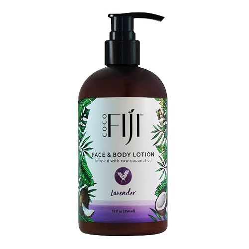 Coco Fiji Face & Body Lotion Infused With Coconut Oil | Lotion for Dry Skin | Moisturizer Face Cream & Massage Lotion for Women & Men | Lavender 12