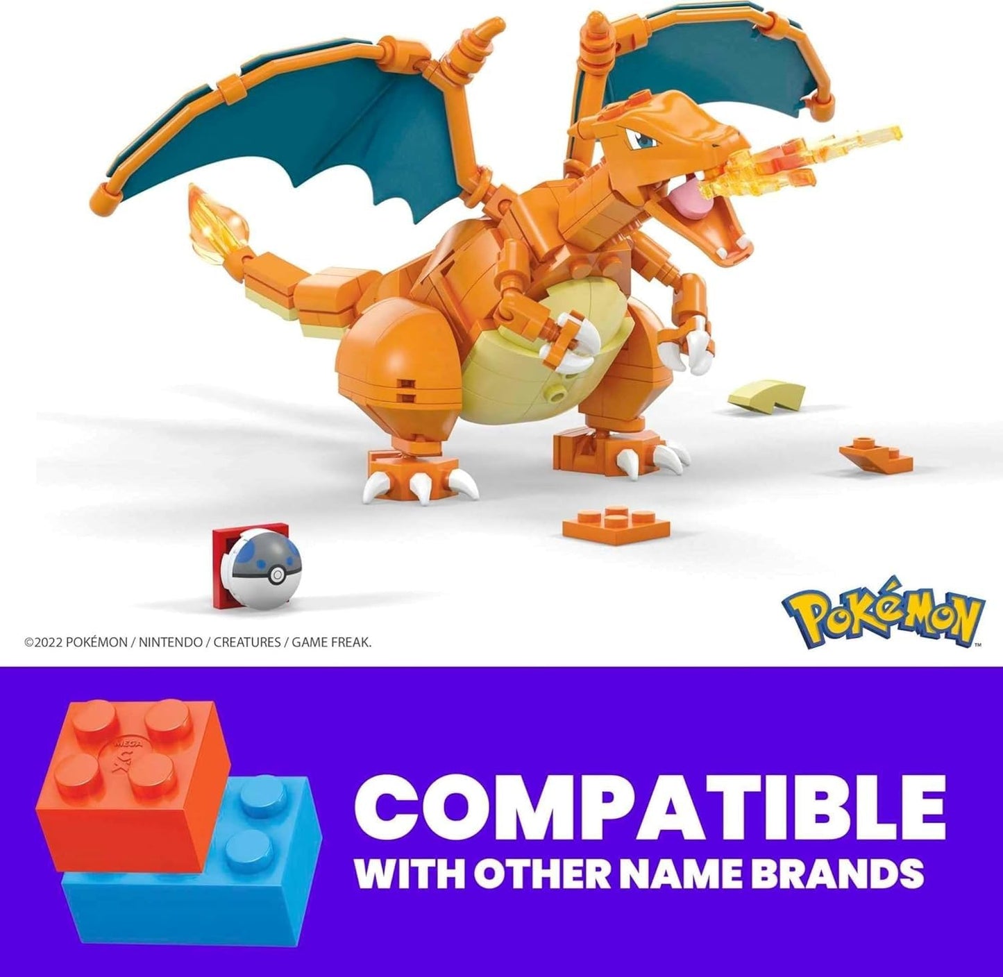 MEGA Pokémon Building Toys Set Charizard with 222 Pieces, Articulated and Poseable, 4 Inches Tall, for Kids