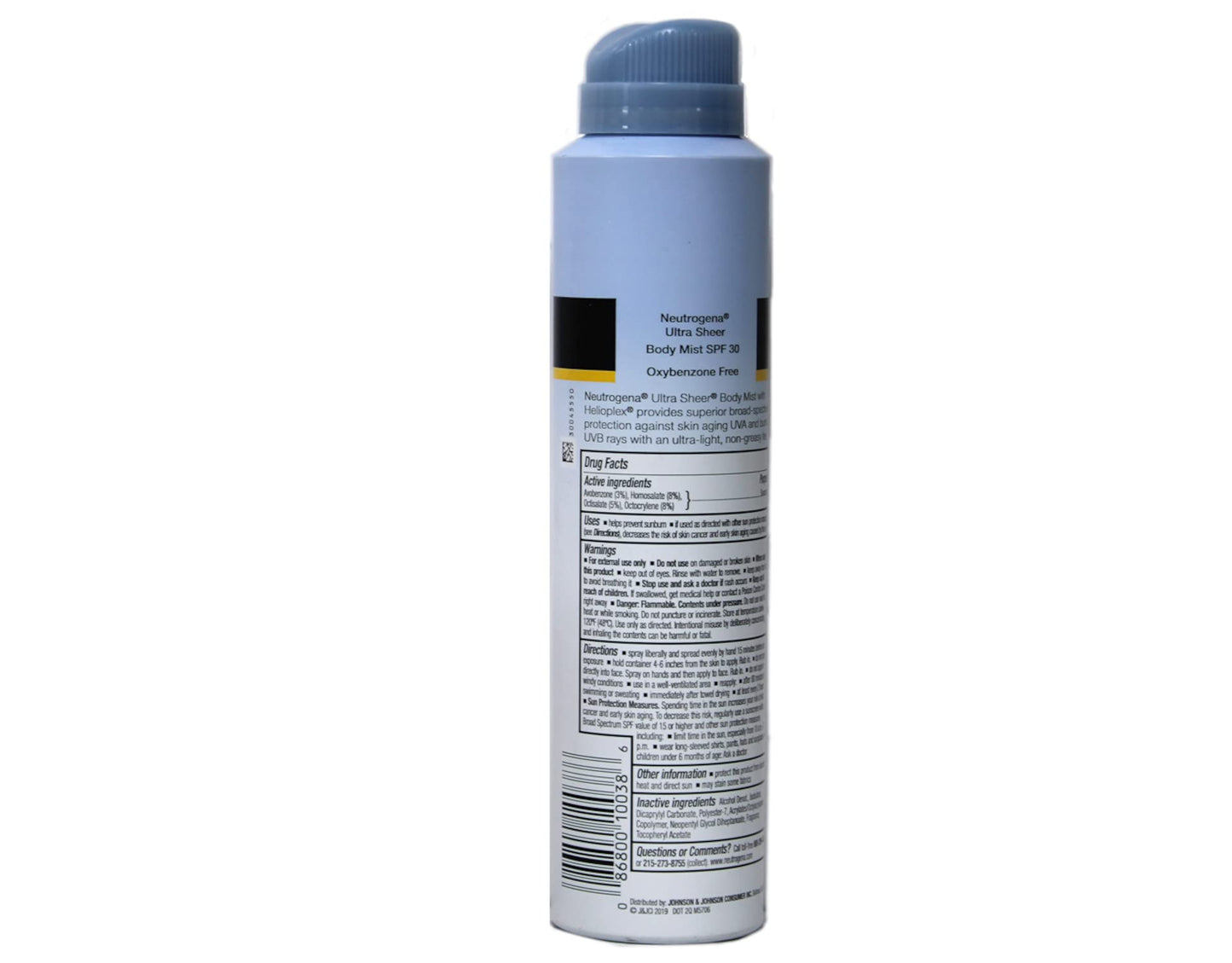 Neutrogena Ultra Sheer Body Mist Fullreach Sunscreen Spray Broad Spectrum SPF 30, Lightweight & Water Resistant, Oil-Free & Non-comedogenic, 5 oz