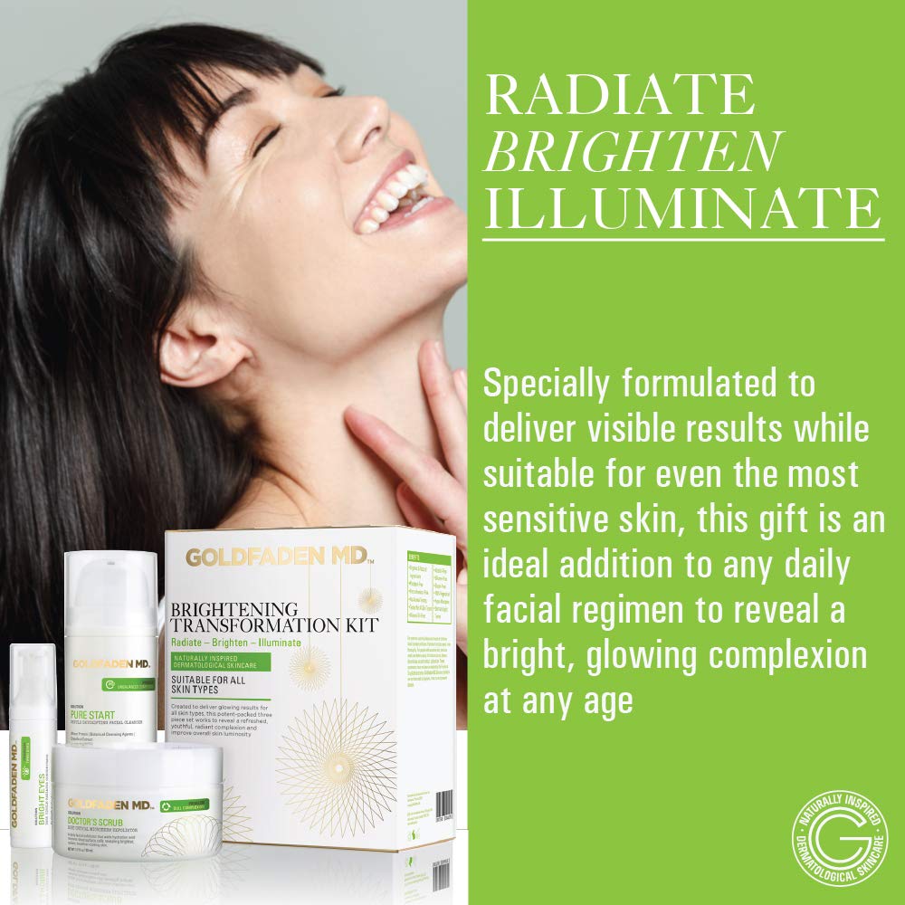 GOLDFADEN MD Brightening Transformation Kit | Advanced Skin Care Regime For Face | Includes Doctors Scrub Microdermabrasion Exfoliator, Pure Start