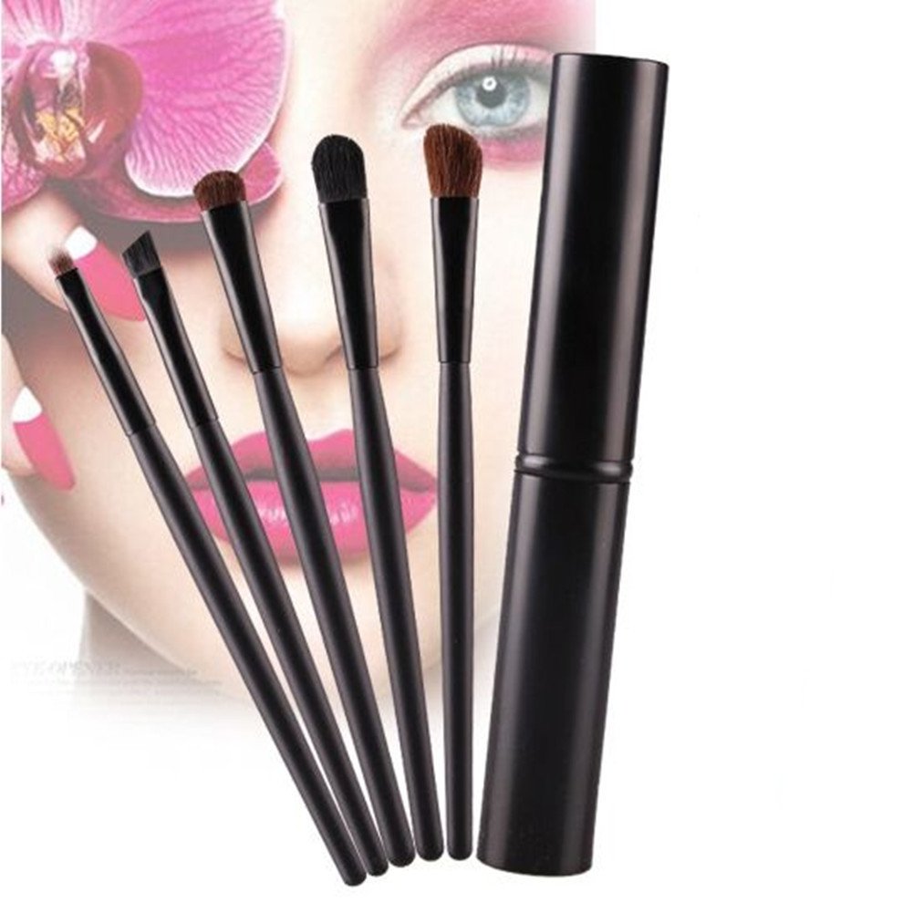 Mokale 5 Pieces Professional Eyeshadow Brush Makeup Kit Designer Cosmetic Eye Makeup Tools With Luxury Case Synthetic & Goat Hair Stylish Ergonomic