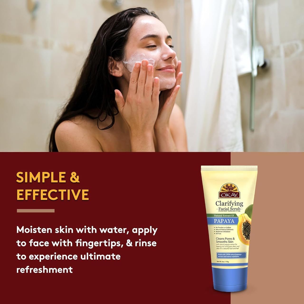 OKAY Oil Control Facial Scrub Exfoliator - Exfoliating Face Wash, Face Scrub for Women and Men, Moisturizing and Brightening, Leaves Skin Smooth