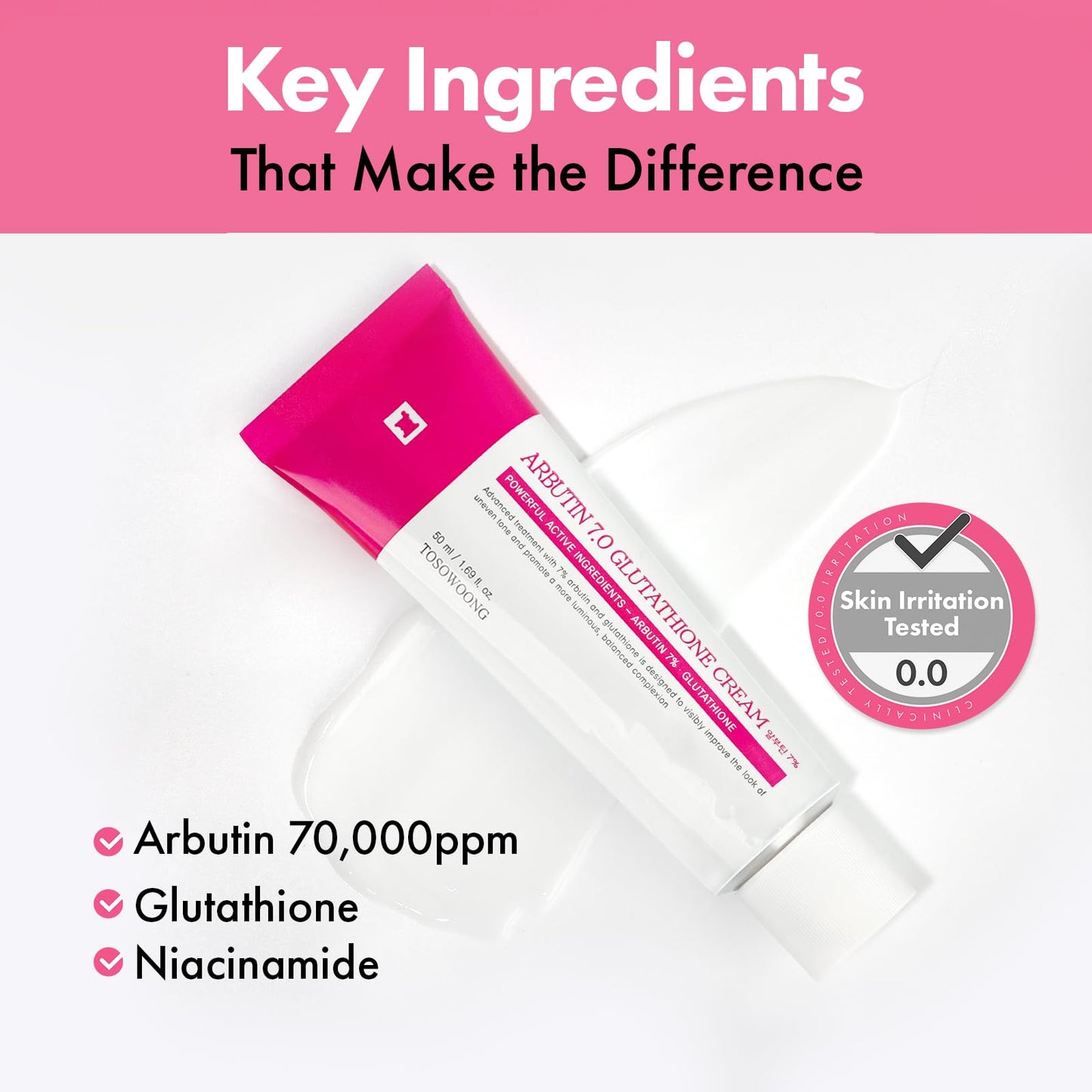 TOSOWOONG Arbutin 7% Glutathione Cream, 70,000ppm Arbutin + 5,001ppm Glutathione, Niacinamide, Dark Spots, Freckle, Blemishes, Pigmentation, Dullness Beauty and Personal Care TOSOWOONG