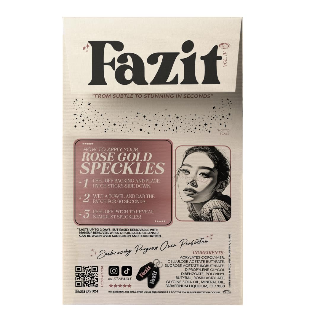 Fazit Rose Gold Speckles - Glitter Freckle Makeup Patches - Shimmering Faux Freckles & Body Glitter - Waterproof, Long-Lasting Instant Glamour