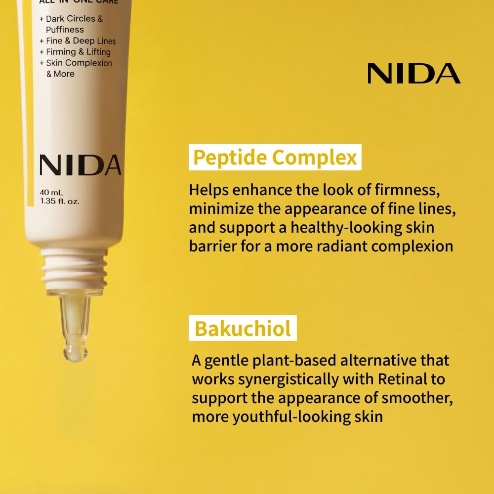 NIDA Revive Eye Cream For Face And Neck | Probiotics Lystate Solution, Retinal, Peptide Complex, Bakuchiol | Wrinkles, Fine Lines, Cell Turnover, Firm Beauty and Personal Care NIDA