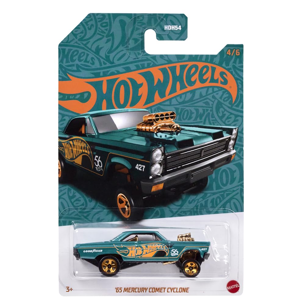 Hot Wheels Collectible Die-Cast Vehicle - '65 Mercury Comet Cyclone Car - Teal and Gold - HDH54-4/6
