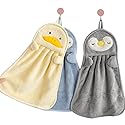 Ewanda 3 Pack Cute Hand Towels with Hanging Loop, Kids Hanging Towels for Kitchen & Bathroom