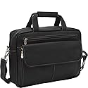 Piel Leather Slim Top-Zip Briefcase, Black, One Size