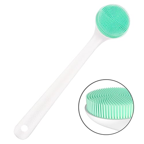 Silicone Body Scrubber Exfoliator, Back Brush Long Handle for Shower with Soft Bristles, Shower Brush Scrubber for Body Men and Women, BPA Free