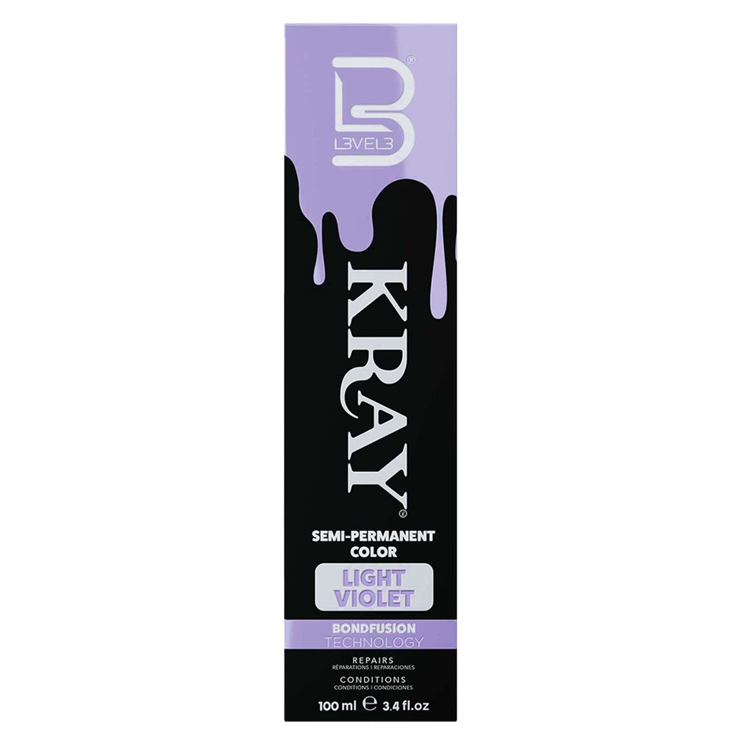 L3 - Level 3 Kray Semi Permanent Hair Color - Semi Permanent Hair Dye with Aloe Vera - Light Violet