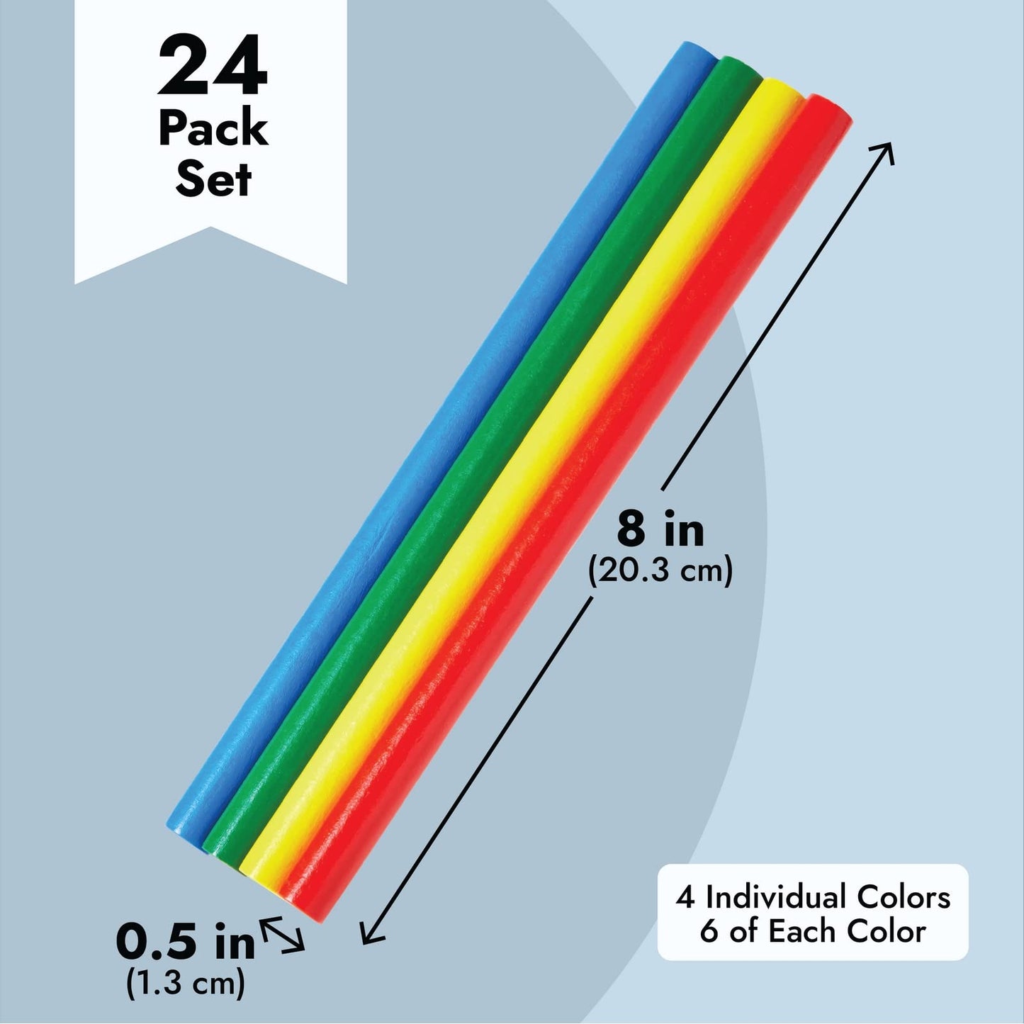 24 Pack Rhythm Sticks for Kids, 8 inches Wooden Lummi Stick Music Toys, Classroom Preschool Percussion Musical Instruments, 4 Colors