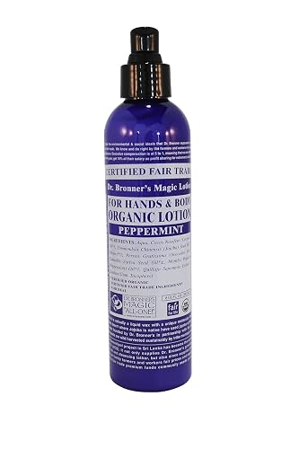 Dr. Bronner's & All-One Organic Lotion for Hands & Body, Peppermint, 8-Ounce Pump Bottles (Pack of 2)