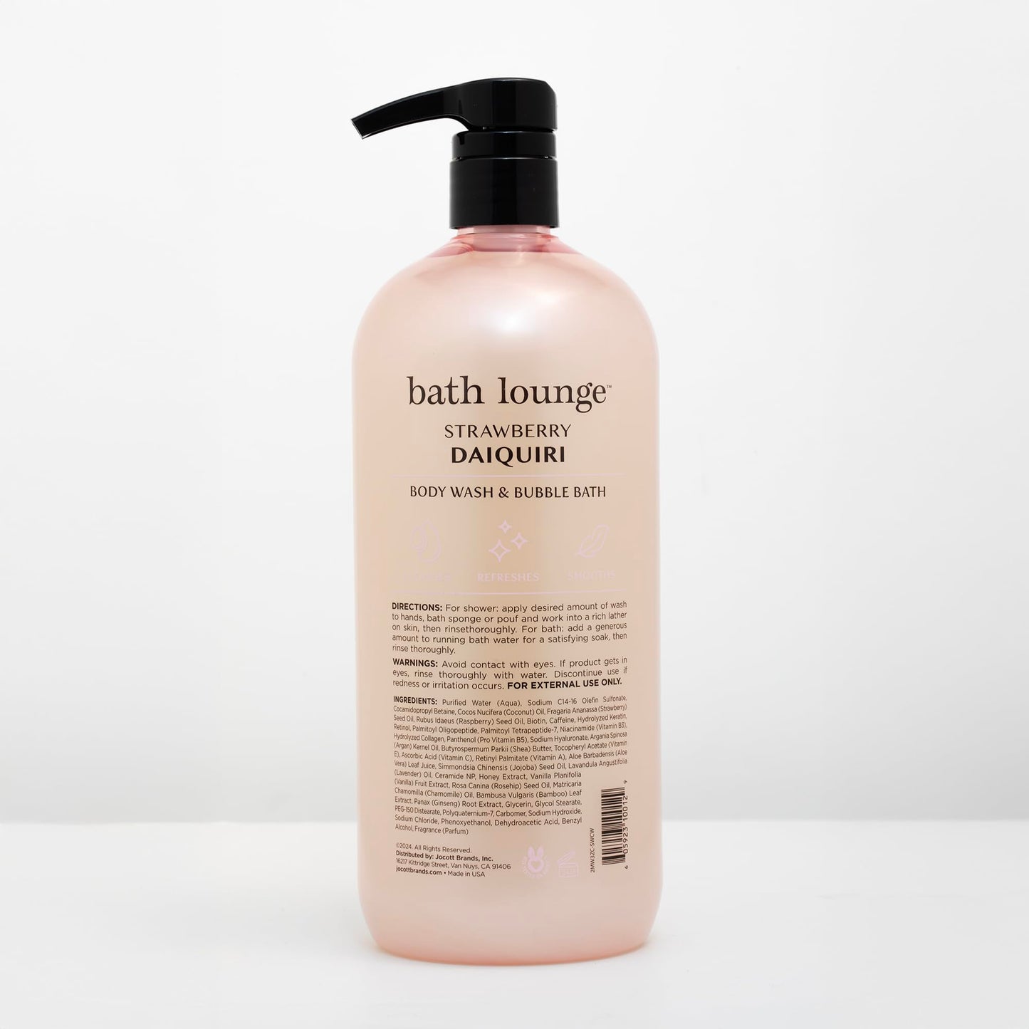 Bath Lounge Body Wash & Bubble Bath - Strawberry Daiquiri, 32 Fl Oz | Refreshing, Cleansing & Smoothing Formula for Bath or Shower | Sweet Strawberry