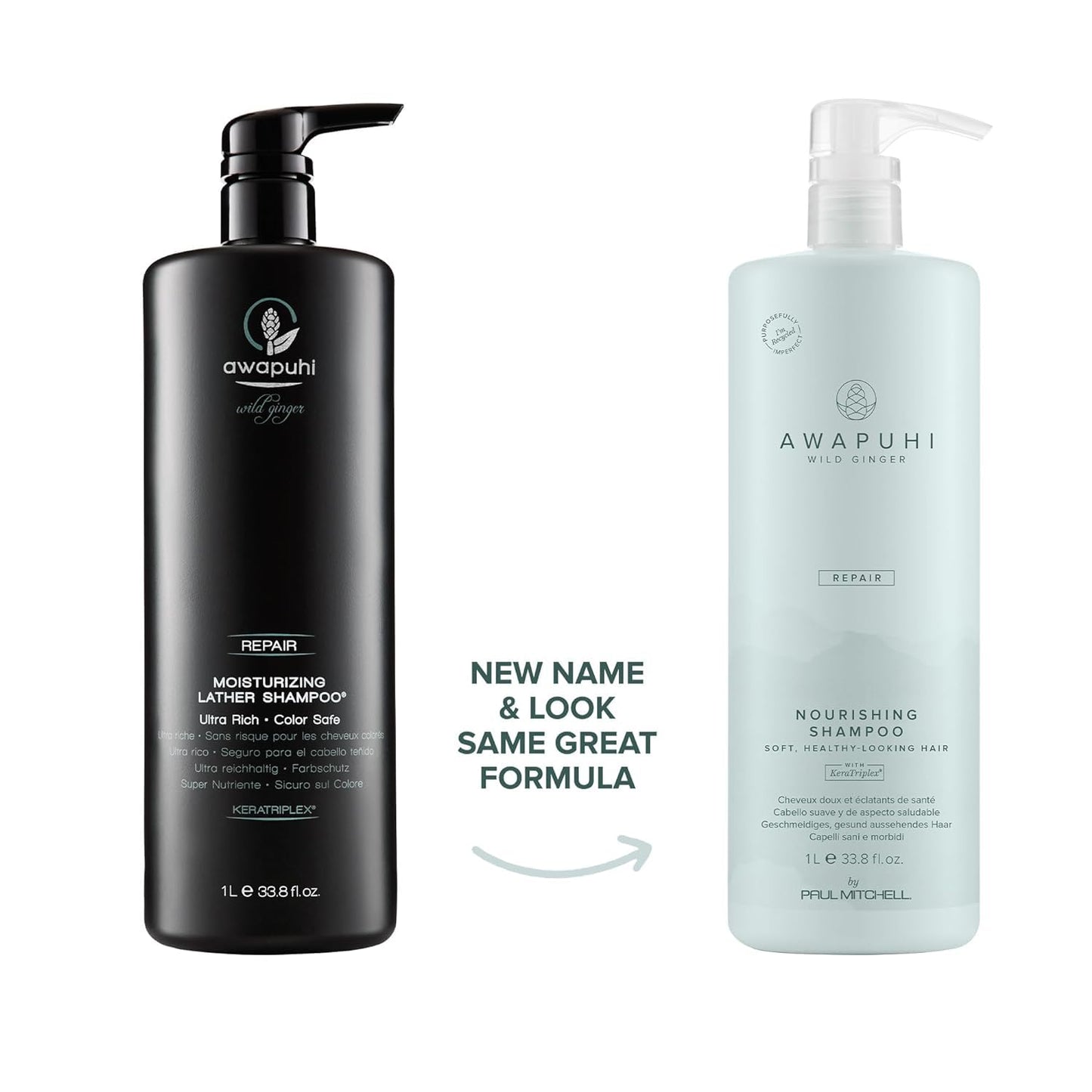 Awapuhi Wild Ginger Paul Mitchell Repair Liter Duo Set, Shampoo + Conditioner, For Dry, Damaged Hair