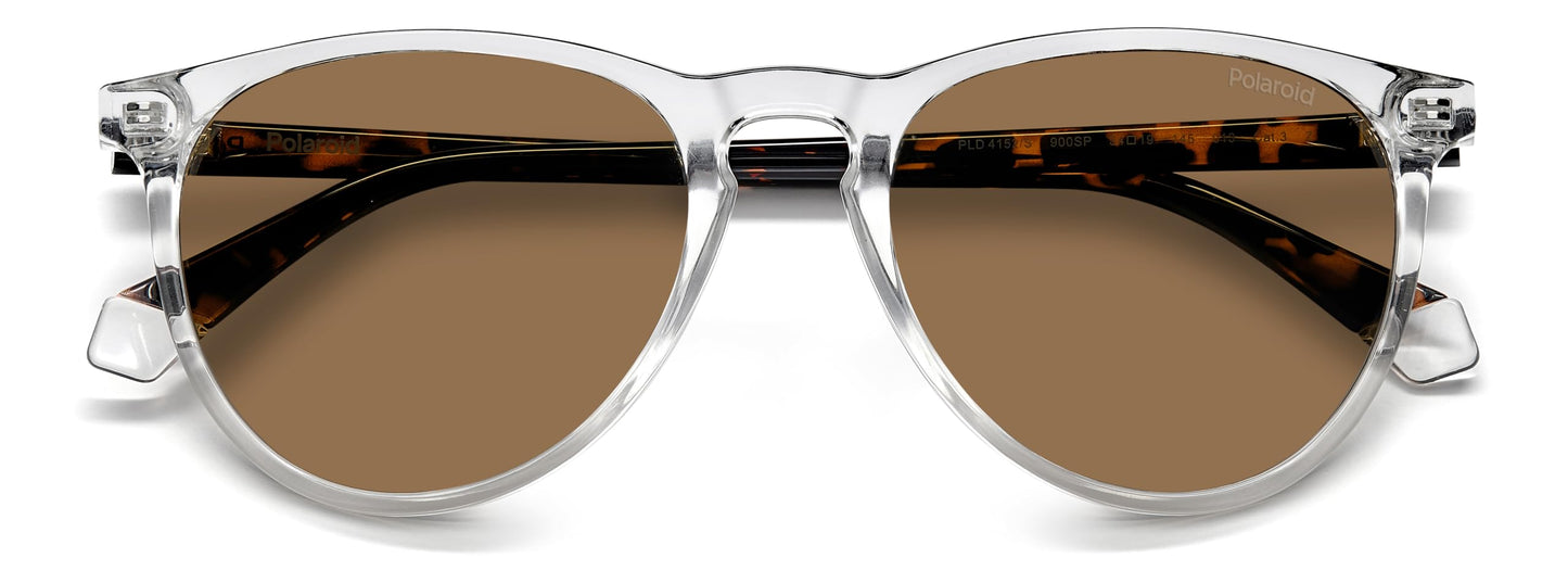 Polaroid PLD 4152/S Pantos Shape Full Rim Sunglasses for Women, 54 mm Size, Crystal/Gold