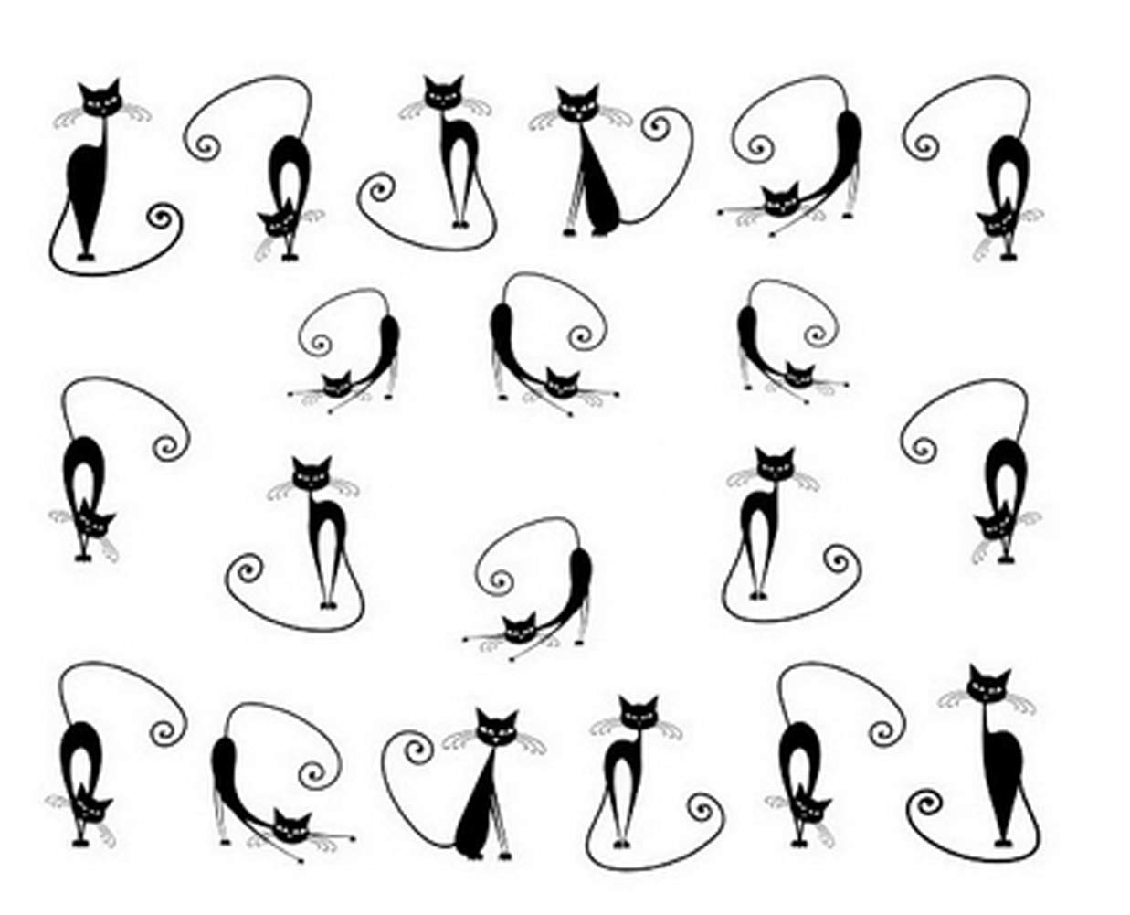 6 PCS Stylish Black Cat Image Art Sticker Decoration Charm Decals Polish Design Ornaments for Manicure Pedicure Nail Art for Women Girls