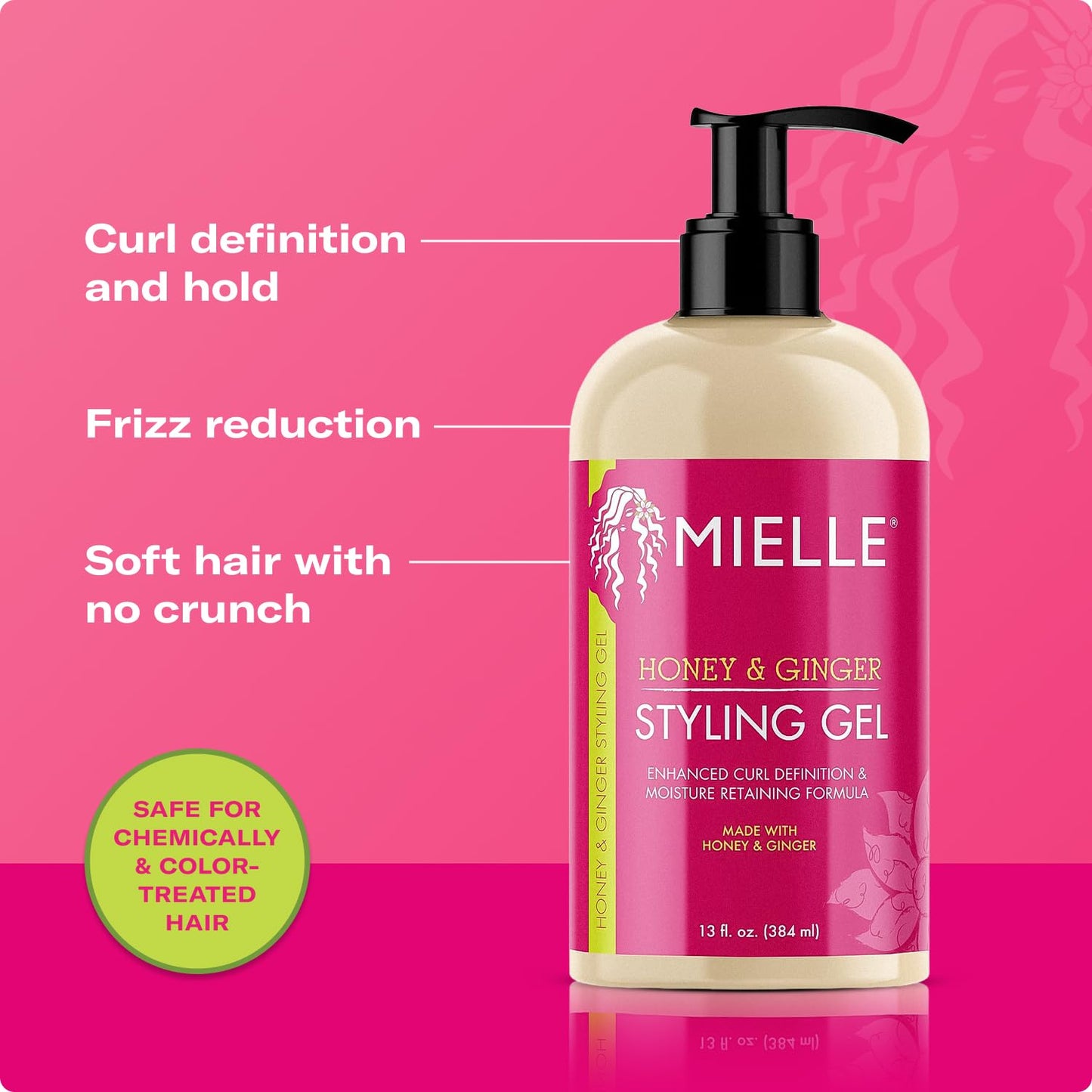Mielle Organics Honey & Ginger Hair Gel - Styling Gel for Enhanced Curl Definition and Frizz Reduction - Enriched with Aloe & Babassu Oil to Nourish