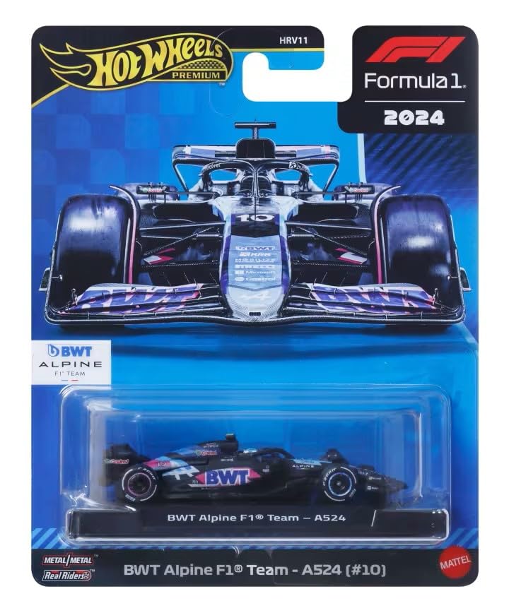 Hot Wheels Formula 1 Car Model F1 BWT ALPINE A524 Pierre Gasly 10 - Die Cast Scale 1:64 - Length 8 cm - JBM21