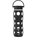 Lifefactory 22-Ounce BPA-Free Glass Water Bottle with Classic Cap and Protective Silicone Sleeve, Onyx