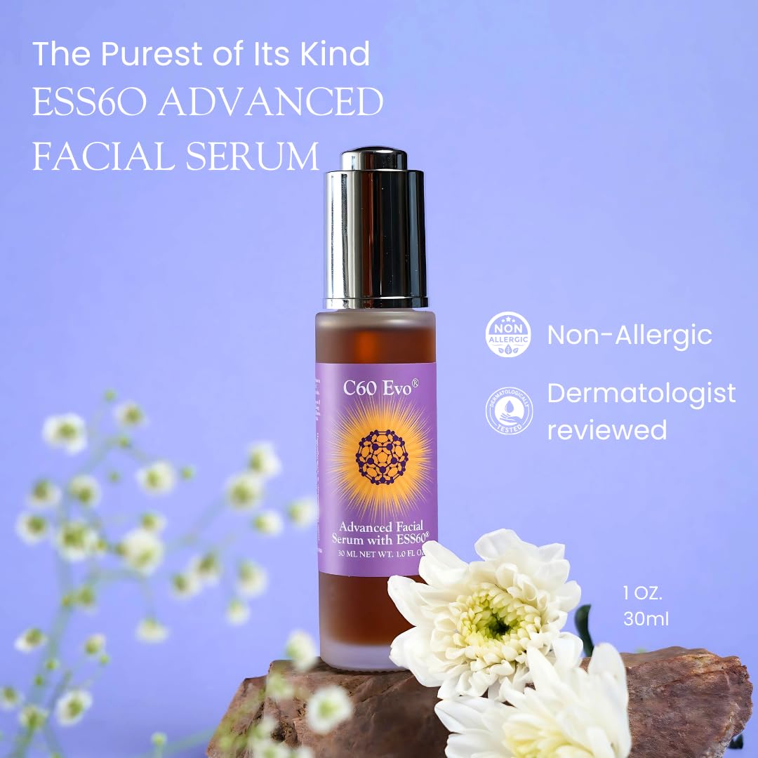 C60 EVO Advanced Facial Serum, Natural Serums for Skin Care with Pure C60 ESS60, Deeply Nourishing and Age-Defying Serum for Face, Facial Serum