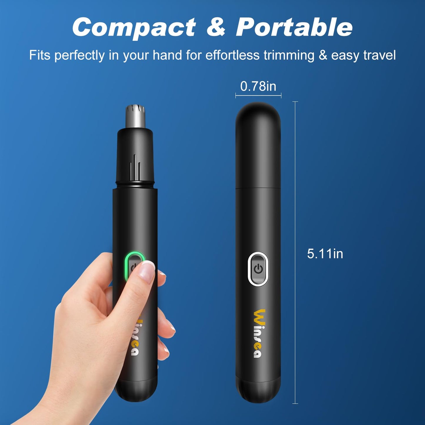 Winsea Precision Nose Hair Trimmer - 360° Safe & Efficient Electric Trimming, USB Rechargeable, Waterproof, for Nose, Ear, Eyebrows, and Beard Beauty and Personal Care Winsea