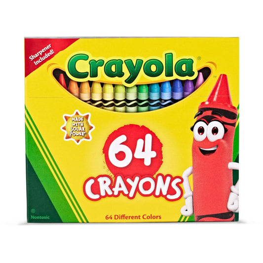 975 Supply 64 Crayons Per Box, Classic Colors, Built In Sharpener, For Kids, School Crayons, Assorted Colors - Box 1