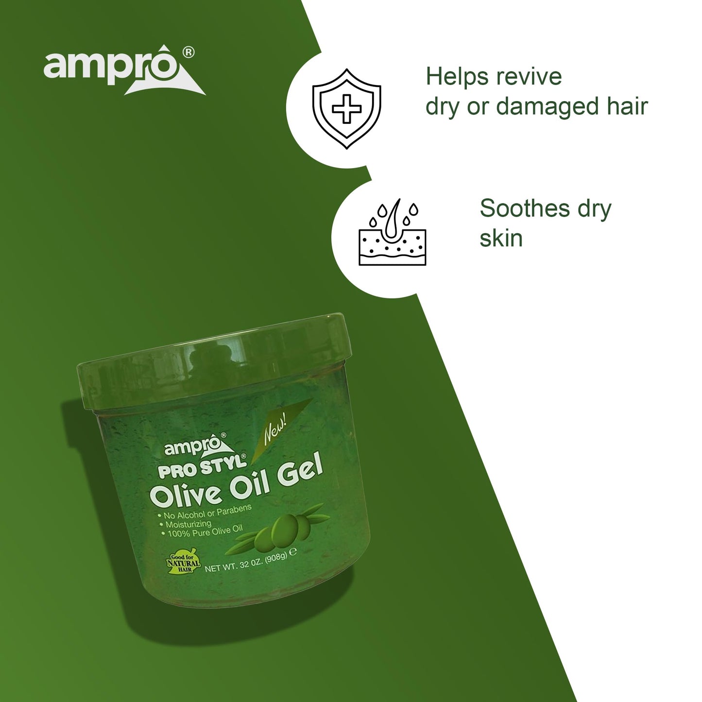 Ampro Olive Oil Gel, 32 oz (Pack of 2)