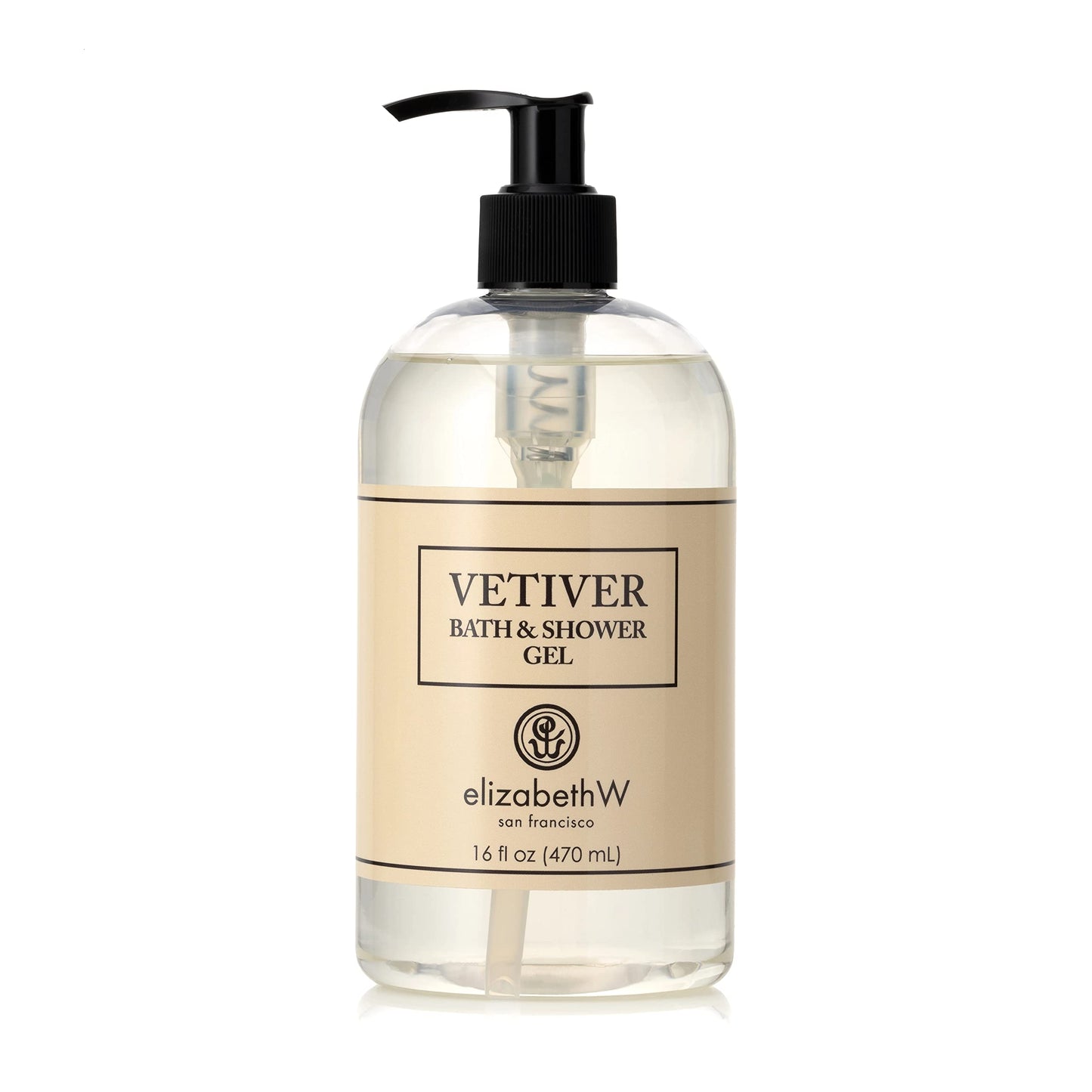 elizabeth W Vetiver Bath & Shower Gel, 16 Fluid Ounces, Clear