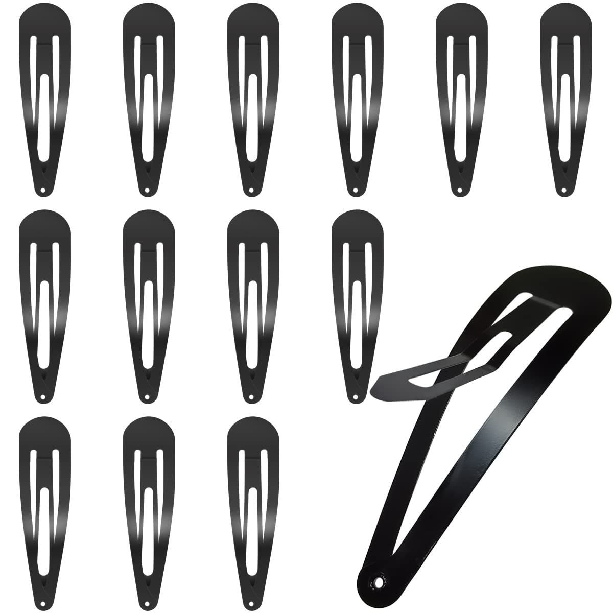 30 Pcs Snap Hair Clips, 3.1 Inch Big Size Barrettes Women No Slip Metal Snap Hair Clips Large Hair Pins(Black)