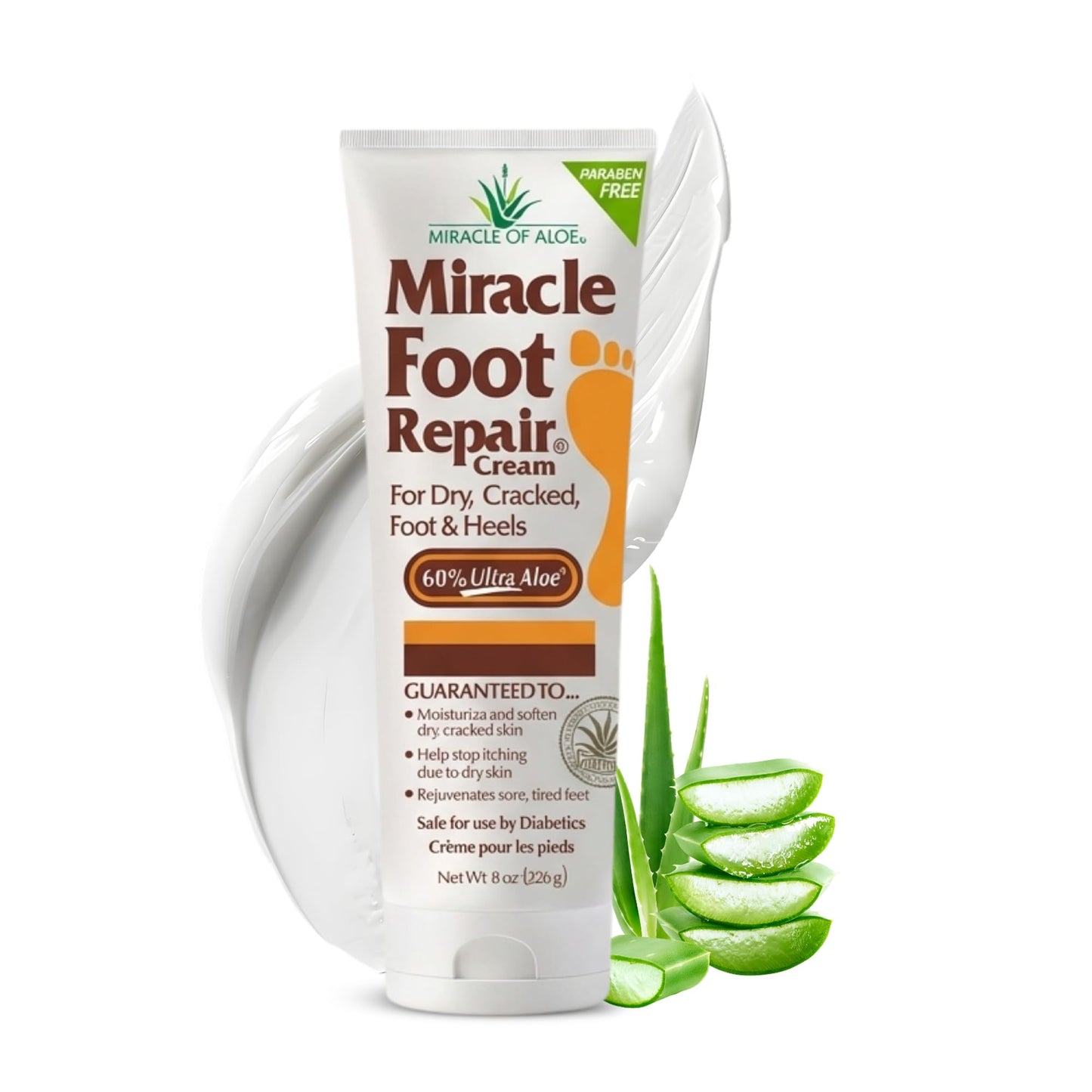 Miracle Foot Repair Cream (8 oz) Repairs Dry Cracked Heels and Feet, 60% Pure UltraAloe Moisturizes, Softens, and Repairs Beauty and Personal Care Miracle of Aloe Default Title