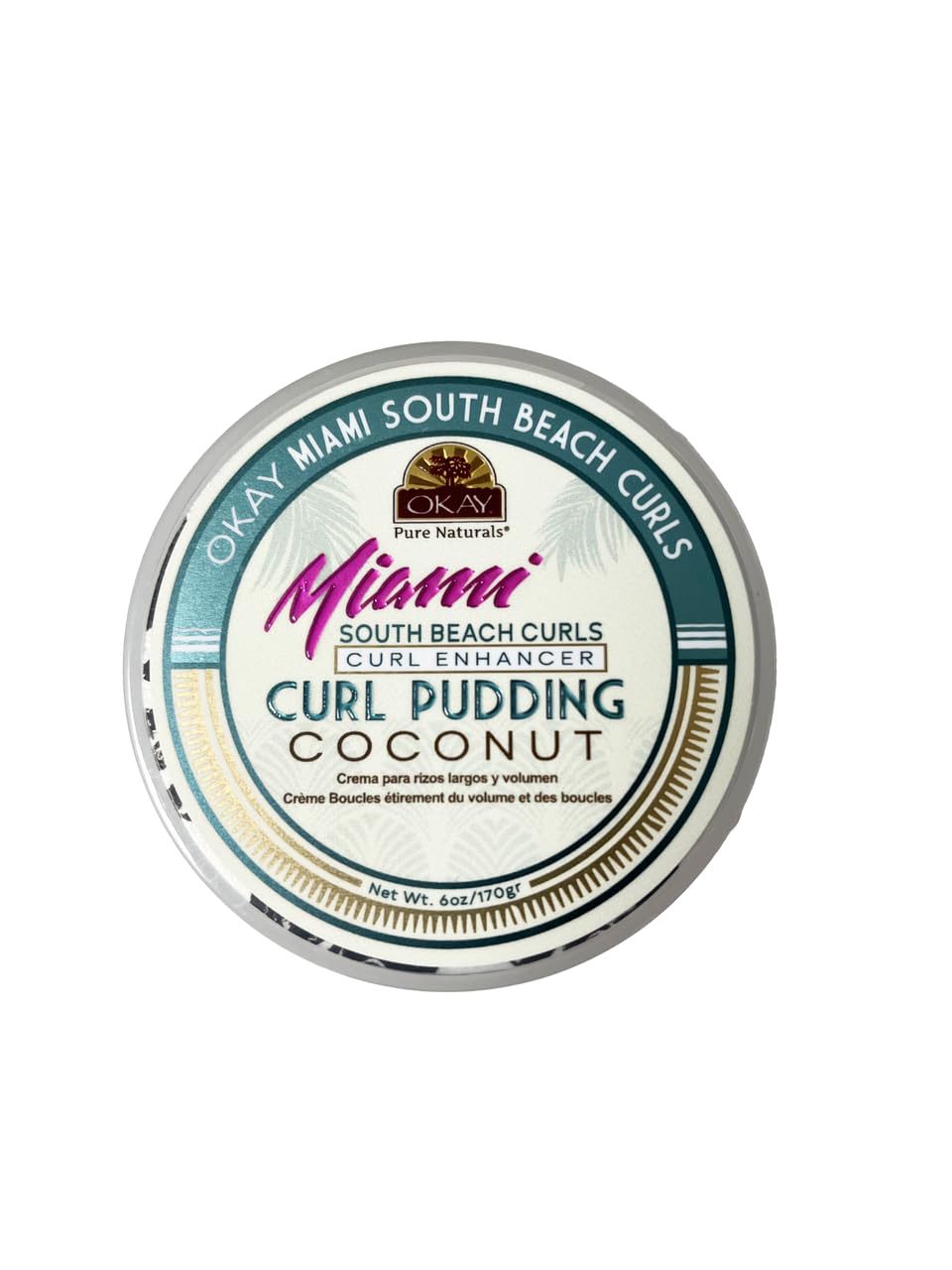 OKAY Miami South Beach Curls Curl Enhancer Curl Pudding 6 oz - Moisturizing Curl Defining Cream for Curly, Coily & Wavy Hair - Frizz Control, Deep