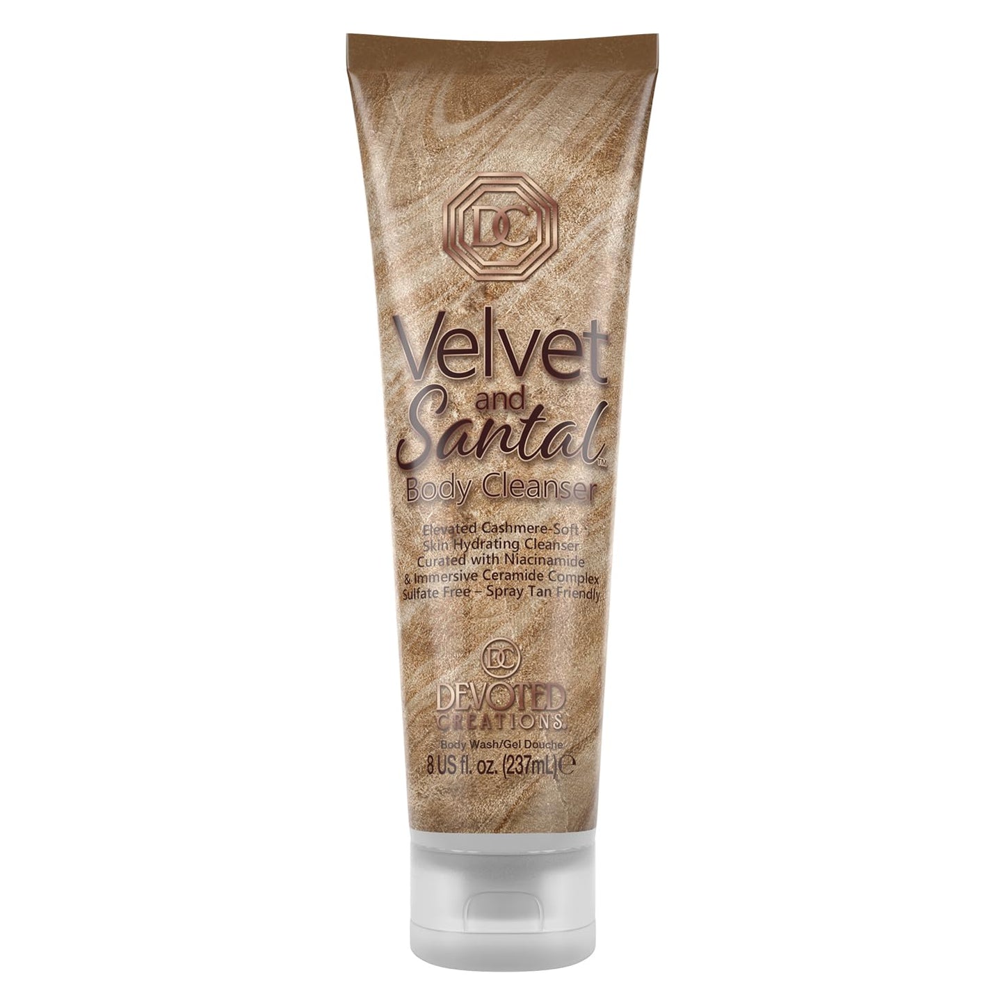 Devoted Creations Velvet and Santal Body Cleanser - Elevated Cashmere-Soft Skin Foaming Hydrating Body Cleanser